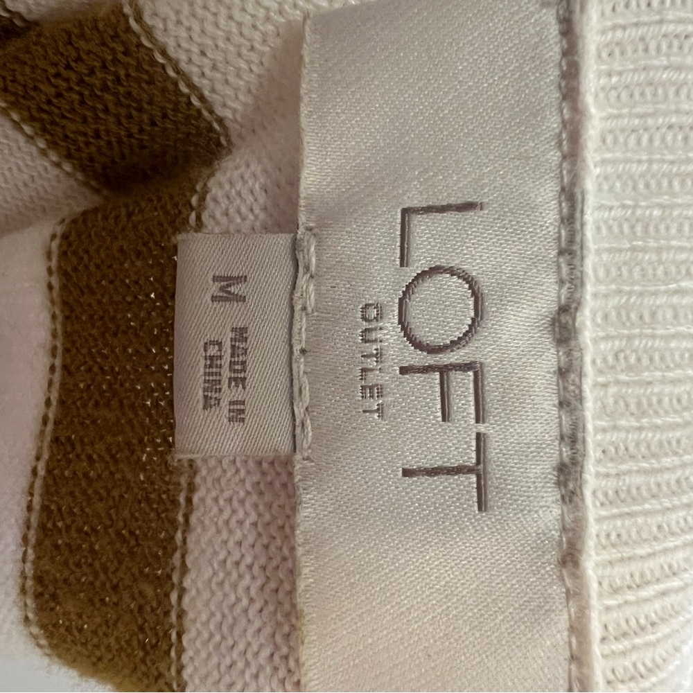 LOFT Cream and Brown Sweater